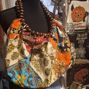 Bohemian Hand Made Hippie Shoulder Bag Beaded Handle Fully Lined Zipper